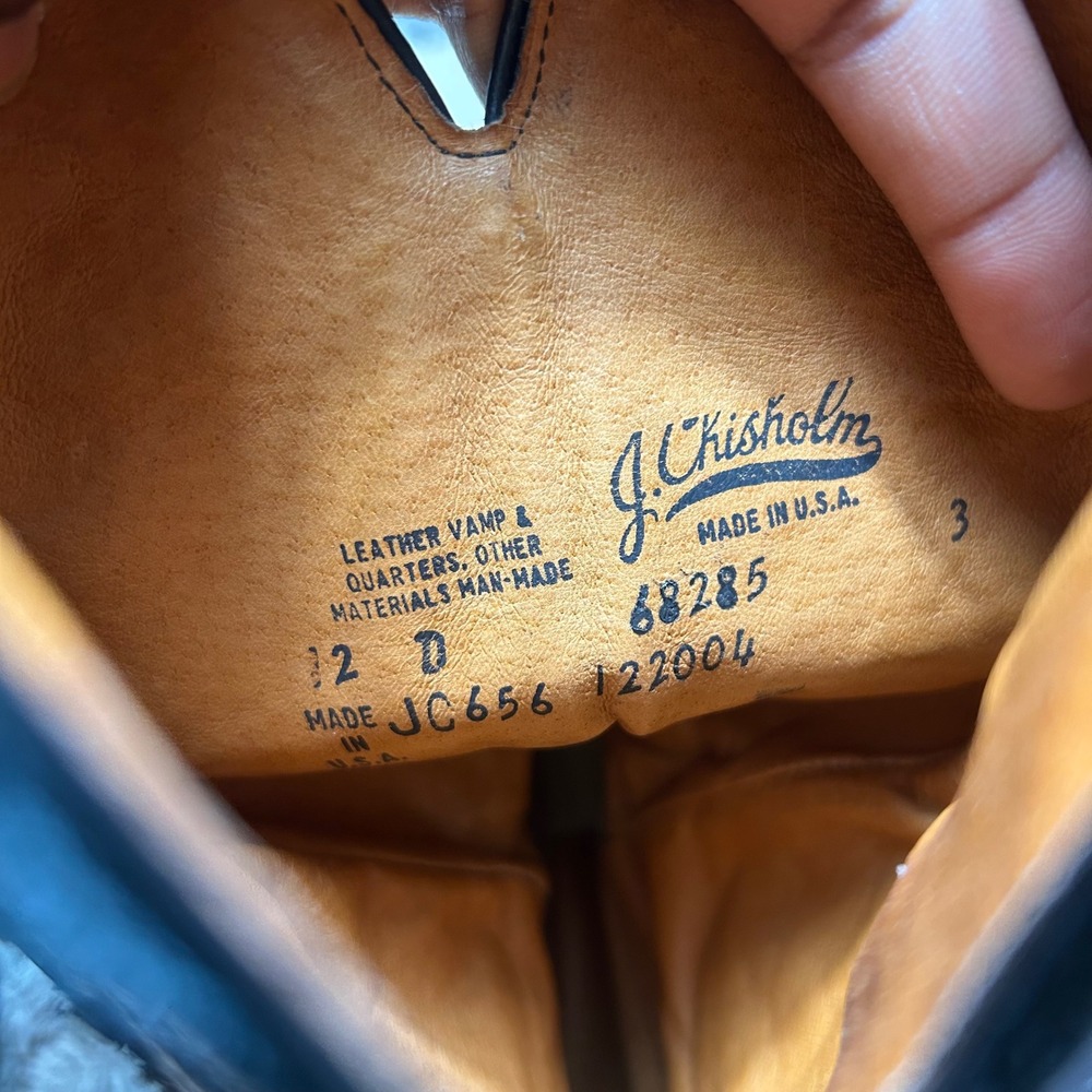 J. Chisholm Mens Vintage Western Cowboy Boots Burgundy Black Leather 12 D USA - Picture 6 of 6